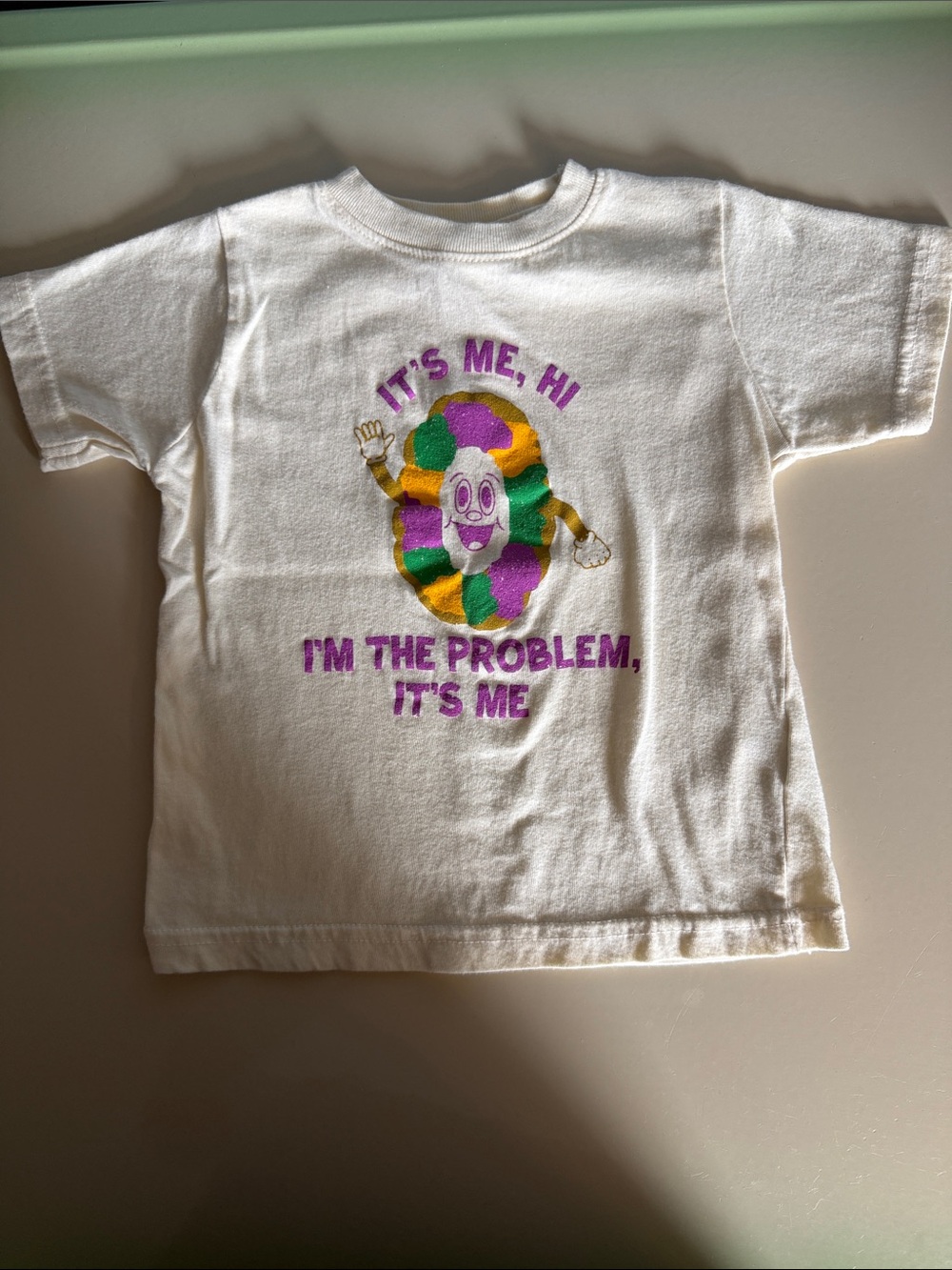 NWOT White Kids Mardi Gras King Cake Tee 2T - Taylor Swift Quote